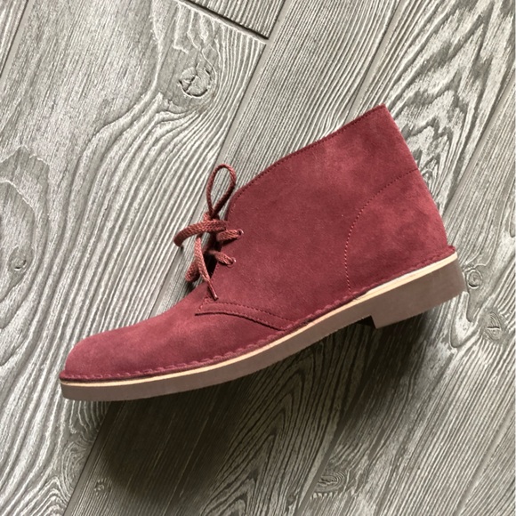 Clarks Bushacre Suede Desert Chukka Boots Wine Burgundy sz 9 - Picture 7 of 8